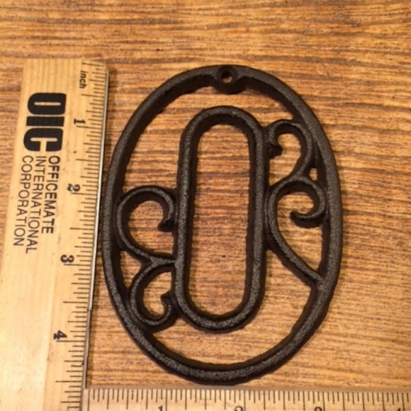"0"(Zero) House Address Number Ornate Cast Iron Filigree 4 5/8" tall 0184-0558-0 - Picture 2 of 16